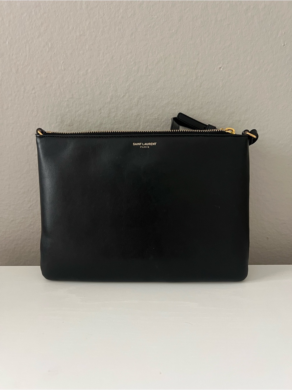 Saint Laurent Black Leather Crossbody with Tassel and Gold Logo - Picture 3 of 16